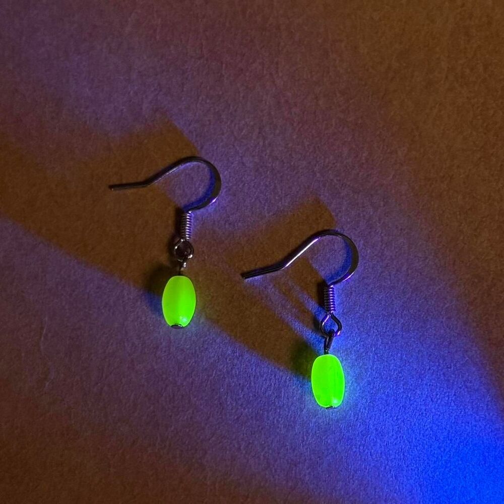 Vintage Yellow Uranium Glass Beads on Dangle Earrings
